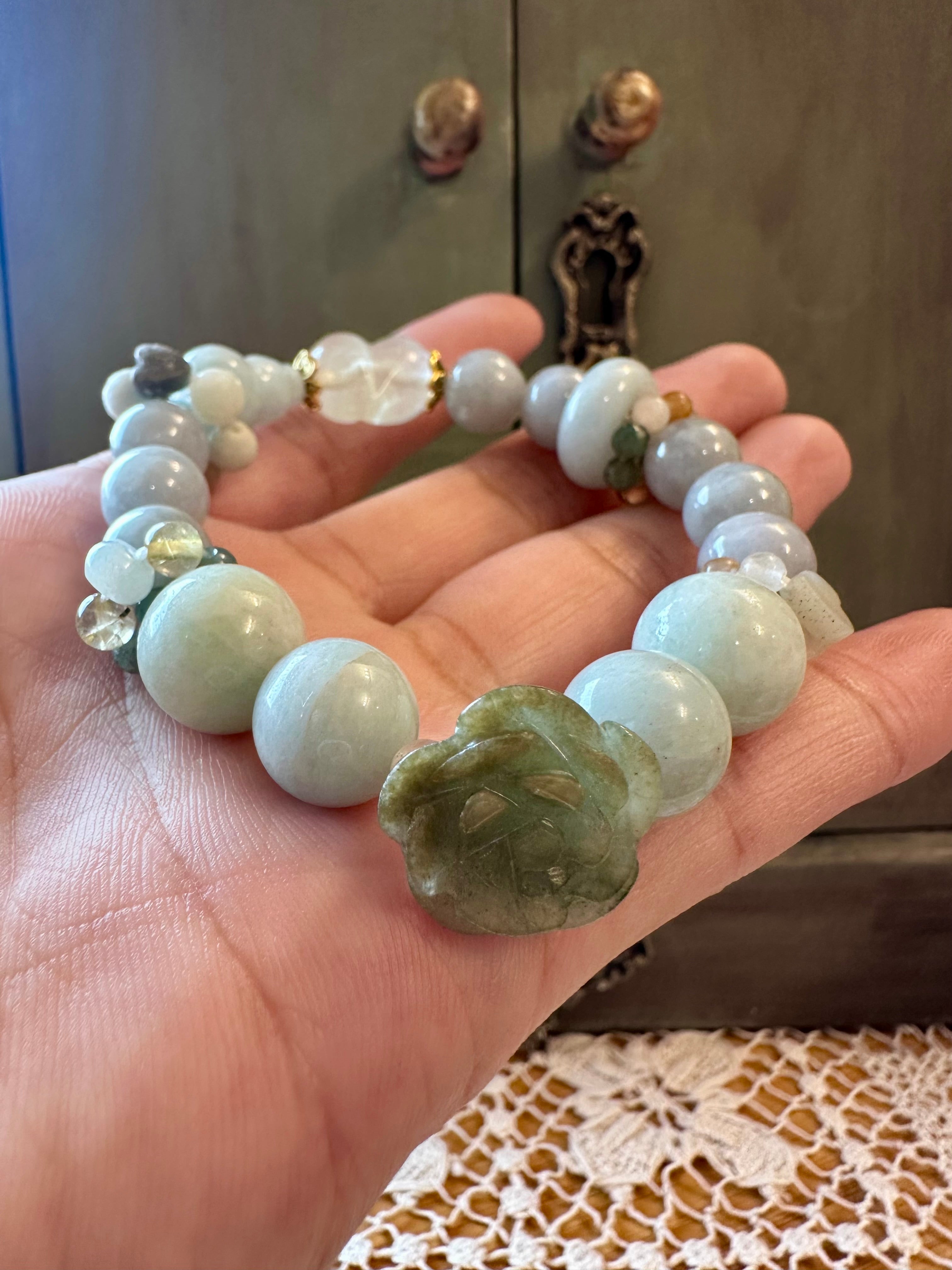 10-13mm High Quality Jadeite Bracelet Size 6.5 inches
