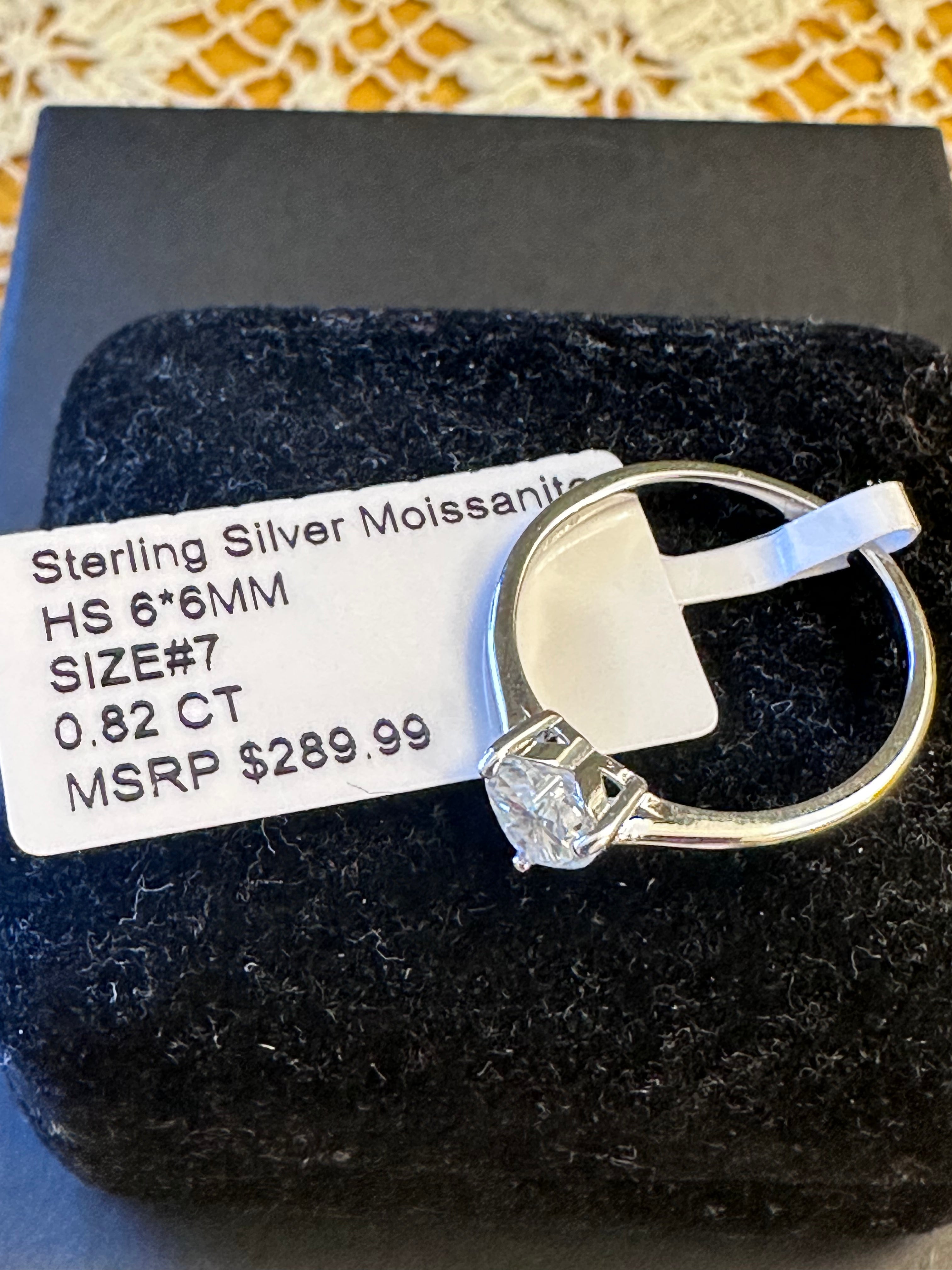 Genuine Sterling Silver Moissanite Diamond Ring Size 7