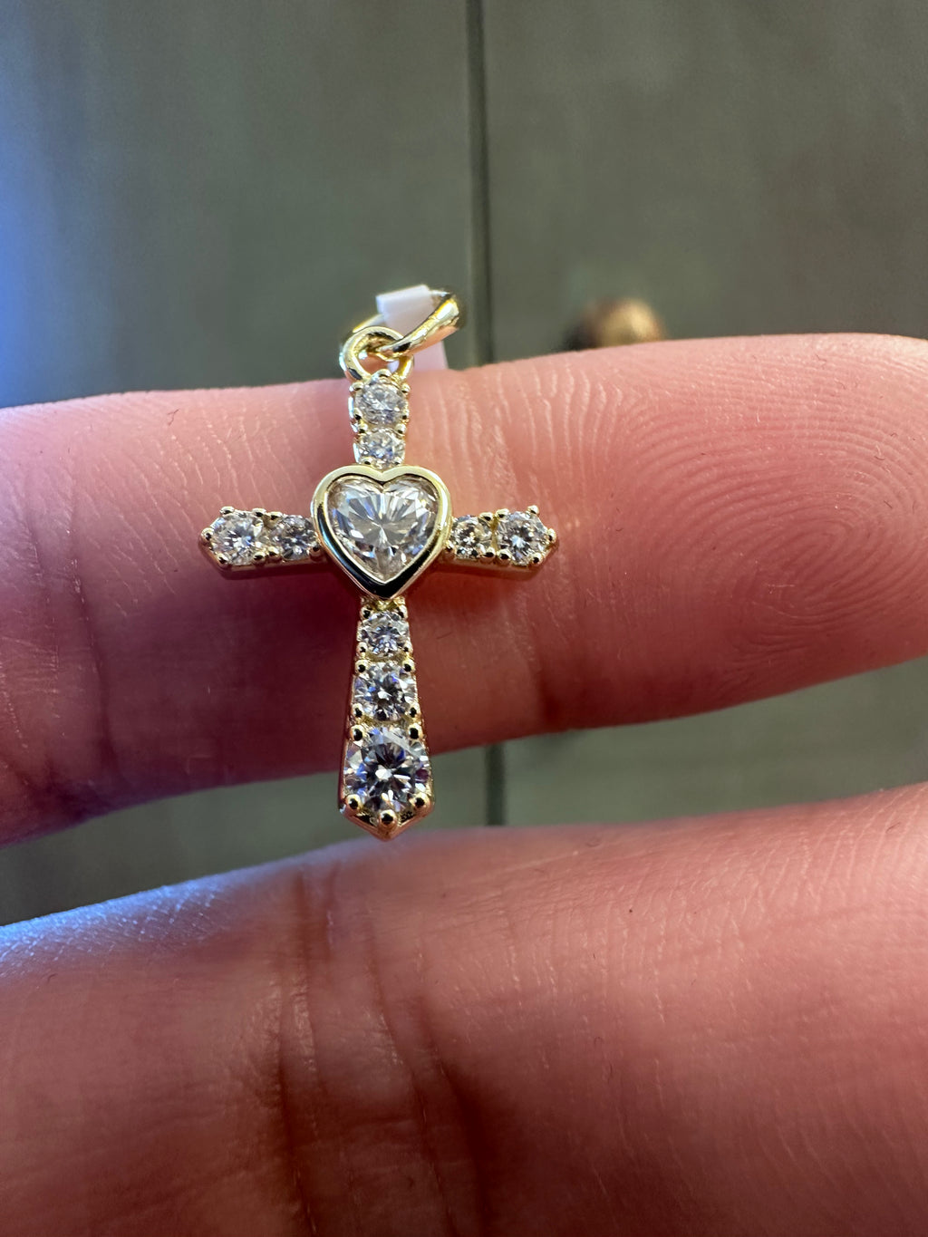 Gold over Sterling Silver Cross Moissanite Pendant